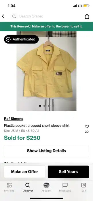 Raf Simons Cropped PVC Pocket Button Up