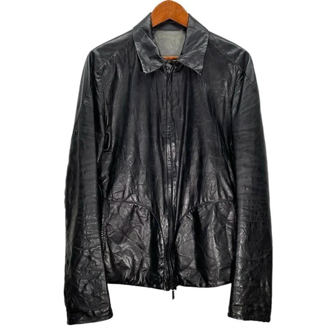 Layer-0 Round Pocket Leather Jacket